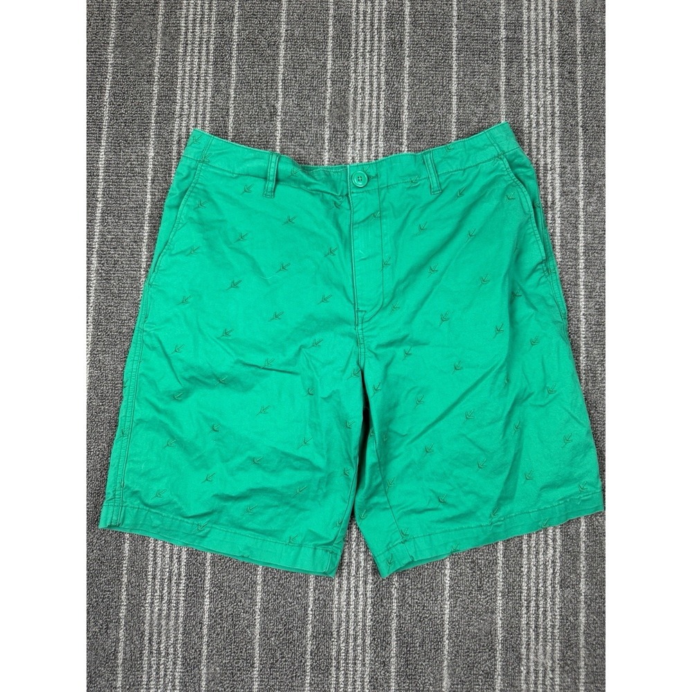 Lacoste Shorts Mens 38 Green Chino‎ Geometric Embroidered Casual Golf Preppy